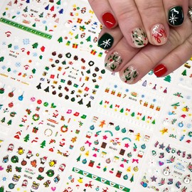 30Sheets Christmas Nail Stickers for Nail Art Winter Snowflakes Snowman Santa Claus Hat Canes Candy Design Xmas Tree Elk Nail Decals Self Adhesive Christmas Nail Supplies for Women Girls Manicure DIY