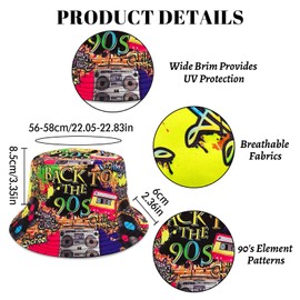 YAMEIZE 90s Bucket Hat for Men - Women Retro Fashion 90s Outfits Rave Sun Cap Packable Fisherman Bucket Hat Outdoor