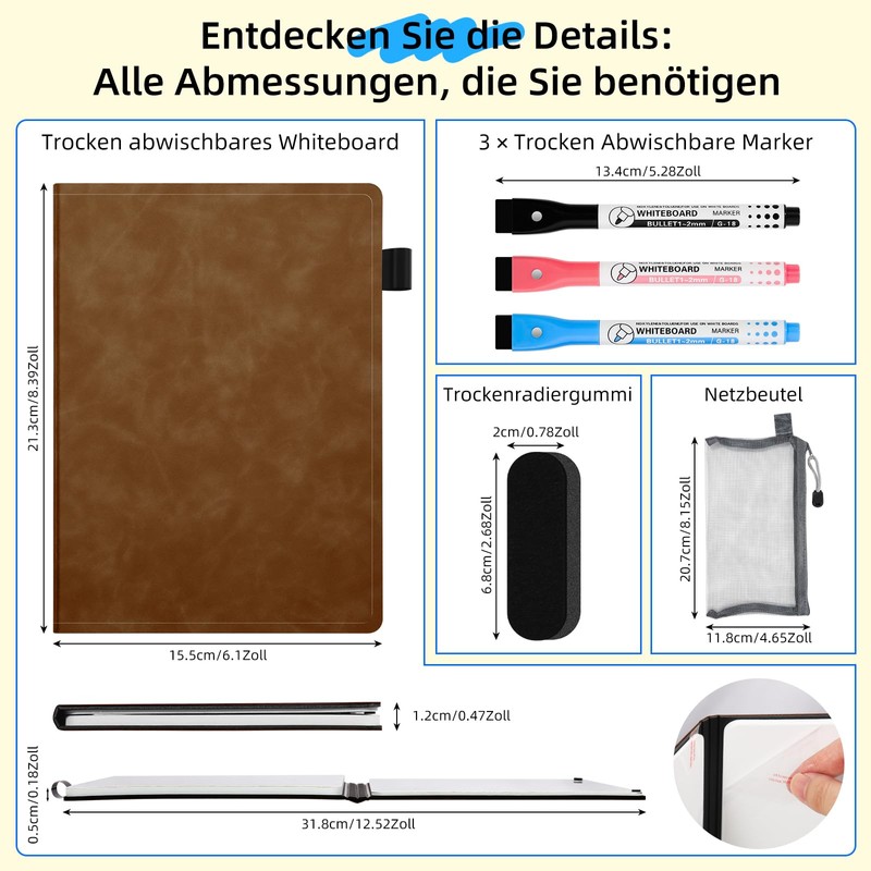 AGM A5 Mini Whiteboard, Small Whiteboard, Portable Writing Board with