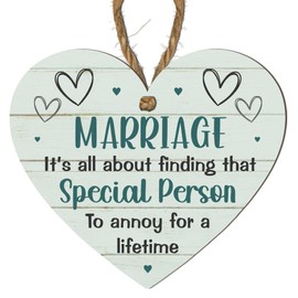Funny “Marriage: Special Person to Annoy for a Lifetime” – Humorous Gift For Wedding or Anniversary for Couples – Romantic Wooden Wall Sign for Bedroom or Garden Room (Mint)