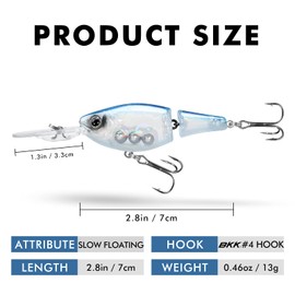 TRUSCEND Craz Crankbait Diving Fishing Lures Saltwater Freshwater, 5 Unique Style: Flexible Stainless Bill, Chattering, Sinking, Suspending, Diving Jointed Crankbait, Amazing Bass Pike Salmon Lure