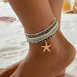Shell Anklets for Women Sea Shell Ankle Bracelets for Women Starfish Anklet for Women Waterproof Summer Beach Dresses for Women 2025 Vacation