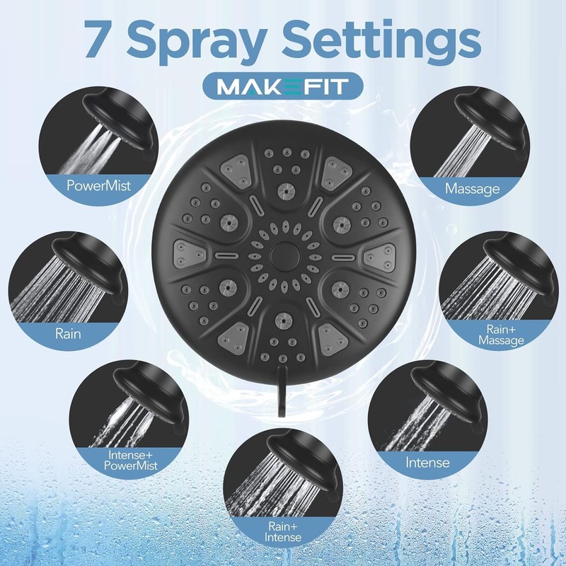MakeFit Filtered Shower Head with Upgraded Activated Carbon Filter -