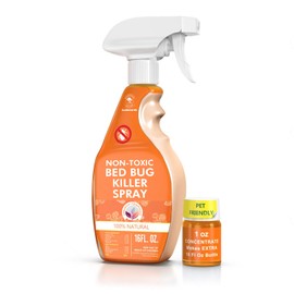 All Natural Bed Bug Spray -Non-Toxic Bed Bug Killer - 2 Bottle Pack 16 oz + 1 oz Concentrate - Fast-Acting Bed Bug Killer | Kills Fleas and Mites