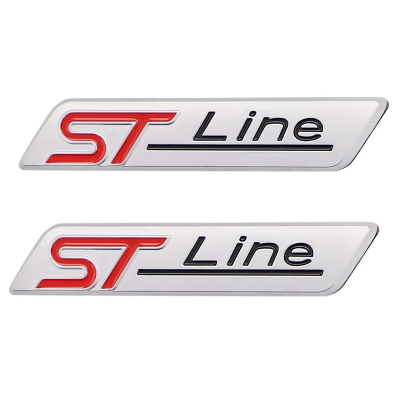 Pack of 2 3D Metal ST Line Sticker Car Head