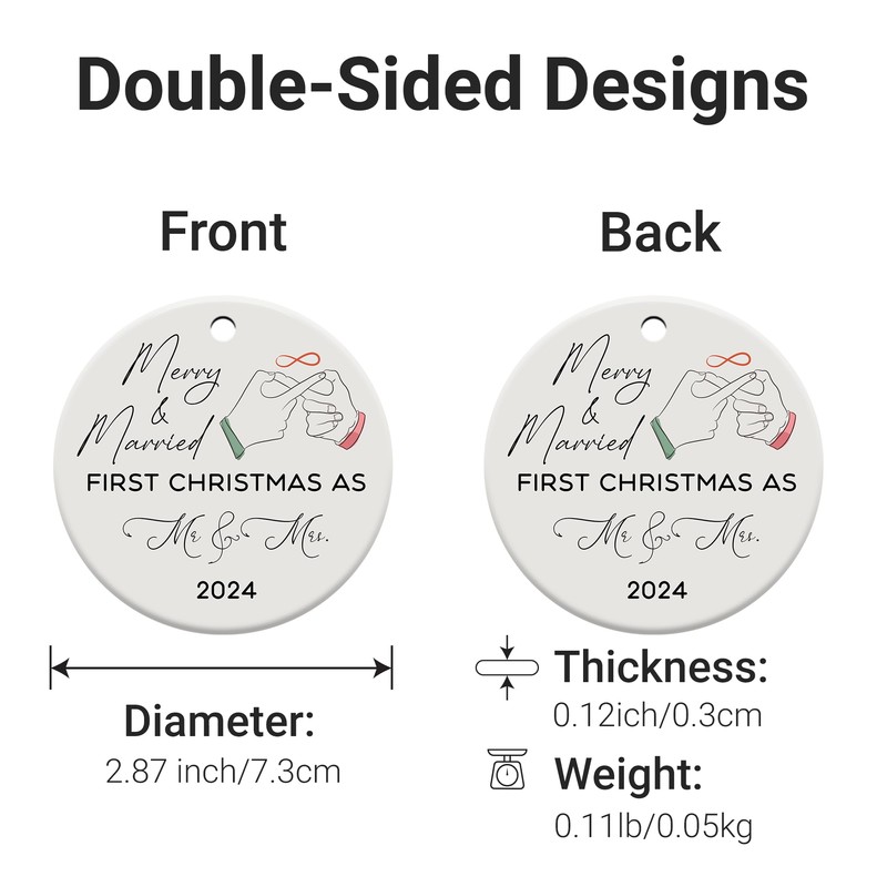 First Christmas Mr & Mrs Ornament 2024, Just Married Ornaments