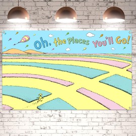 Oh The Places You'll Go Photo Booth Backdrop Graduation Party Decor Travel Photography Background Wall Decoration