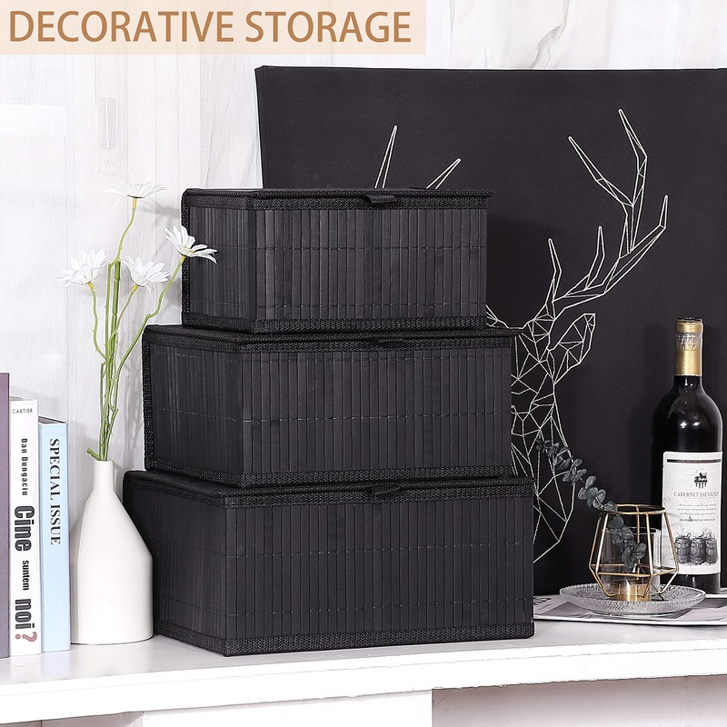 Honygebia Bamboo Decorative Storage Boxes - Set of 3 Woven