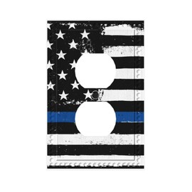 Cuitxrac Vintage Flag Wall Plate American Memorial Day Patriotic Black Blue Stripes Stars Duplex Outlet Cover Home Decorative Light Switch Cover Single Duplex Decor for Bedroom Bathroom