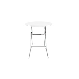 PRO&Family 32 inches Round Plastic Folding Portable Table, White, High Top Table Bar Height for Events