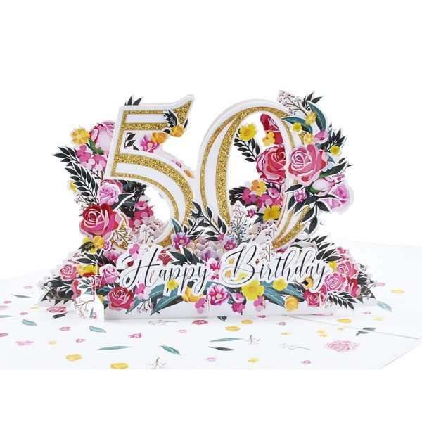 Happy 50th Birthday Pop Up 3D Greeting Card