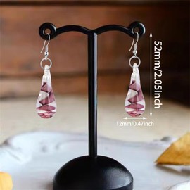 KVANU Handcrafted Italian Murano Style Glass Tornado Twirl Fashion Dangle Earrings Irregular Glass Spiral Dangle Drop Earrings for Women Jewelry Gift (Purple)