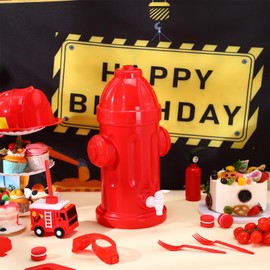 Liliful 1.5 Gallon Fire Hydrant Drink Dispenser Firefighter Birthday Party Beverage Dispenser Plastic Dog Paw Party Supplies for Kids Party Decorations