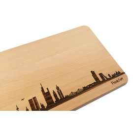 SNEG Brotzeitbrett Frankfurt Skyline | Beech Breakfast Board | Wooden Chopping Board | Souvenir Frankfurt with Engraving | Hessen | Breakfast Board (Board L (26 x 16 x 1.5 cm), with Personal