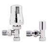 iBathUK | Thermostatic Chrome Angled Towel Radiator Valves TRV 15mm
