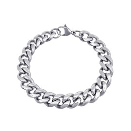 RUGGED steel Stainless Steel Curb Bracelet Solid 10 mm Cuban Link Chain High Gloss Lengths 18 20 22 24 cm (Including Jewellery Box), Stainless Steel