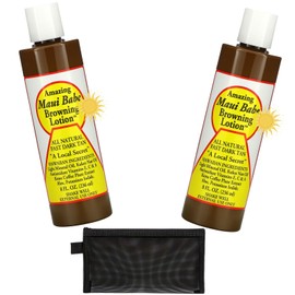 Tan Accelerator For Sun Bundle with Maui Babe Browning Lotion, 2 x 236 ml, all Natural Fast Dark Tan Lotion and Wishesla Cosmetic Black Mesh Bag