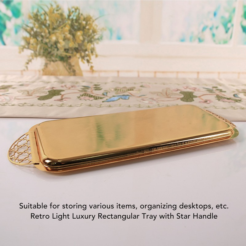 Serving Tray Gold Retro Light Luxury Oblong Water Cup Tea