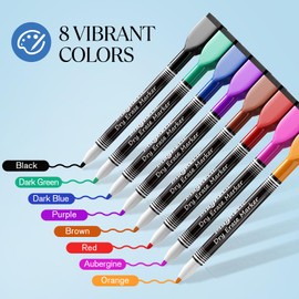 MaxGear Dry Erase Markers Fine Tip with Eraser, Assorted Color Magnetic Whiteboard Markers Erasable Fine Point Low Odor for White Board, School Supplies for Classroom, Home, Office, 8 Count