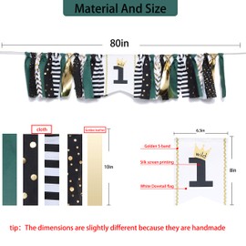 WAOUH Wild One - Pancarta de primer cumpleaños, pancarta de silla alta para primer cumpleaños, decoración de fiesta de bebé, accesorios de cabina de fotos, recuerdo de cumpleaños y regalos (verde dorado)