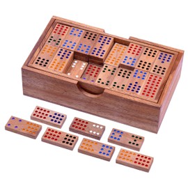 LOGOPLAY Domino Double 12 Tile Game Wooden Board Game with 91 Tiles