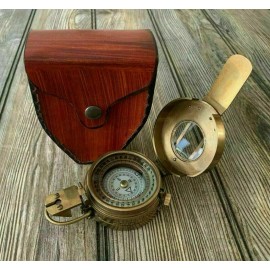 Solid Brass Nautical Marine Vintage Style Military Pocket Sundial Compass Gift