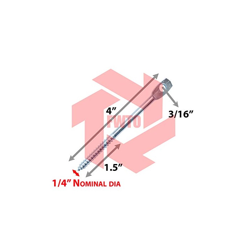 4" Eye Lag Wood Dura-Screws Zinc Plated (Qty 100)