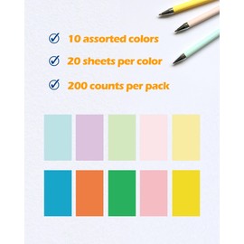 Ezyaid Heavyweight Color Index Cards, Thick Unruled Flash Cards 4 x 6 Inches Blank Study Note Cards 200 Sheets for Home School Office