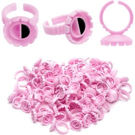 Wincredulous 100 PCS Lash Glue Rings, Lash Glue Holder, Lash Extension Volume Lashes Quick Blossom eyelash glue holder for Eyelash Extension Supply (Pink)