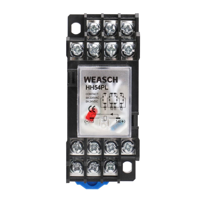 Weasch Electromagnetic Power Relay, HH54PL, AC 12V Coil, 4P4T 4NO