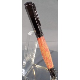 Handmade Vertex Magnetic Rollerball Pen - Light Oak Wood with Pink Dye - Gunmetal Hardware