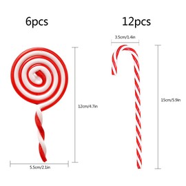 18pcs Christmas Lollipop Ornament Christmas Candy Cane Decorations Christmas Tree Lollipop Ornament Set White and Red Christmas Decorations Red and White Candy Cane for Christmas Decorations Supplies