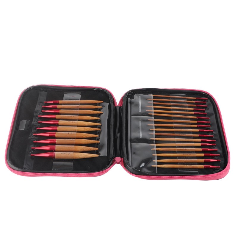 Interchangeable Carbonized Bamboo Needle Set, Aluminum Circular Knitting Needle Set