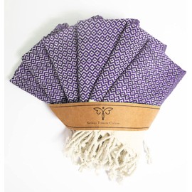 Smyrna Turkish Cotton Wash Cloths Pack of 6 | 100% Natural Cotton, 12"x17" | Versatile Bath Towels for Bathroom | Ultra Soft, Absorbent, Prewashed and Quick Dry Turkish Washcloths (Purple)