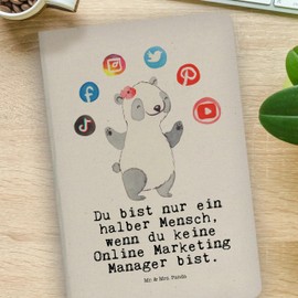 Mr. & Mrs. Panda DIN A4 Baumwoll Notizbuch Online Marketing Manager Herz - Geschenk, Notizen, Firma, Digital Marketing, Marketingmanager,
