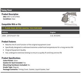 Timing Cover with Gasket - Compatible with 2004-2010 Ford F-150 5.4L V8 SOHC