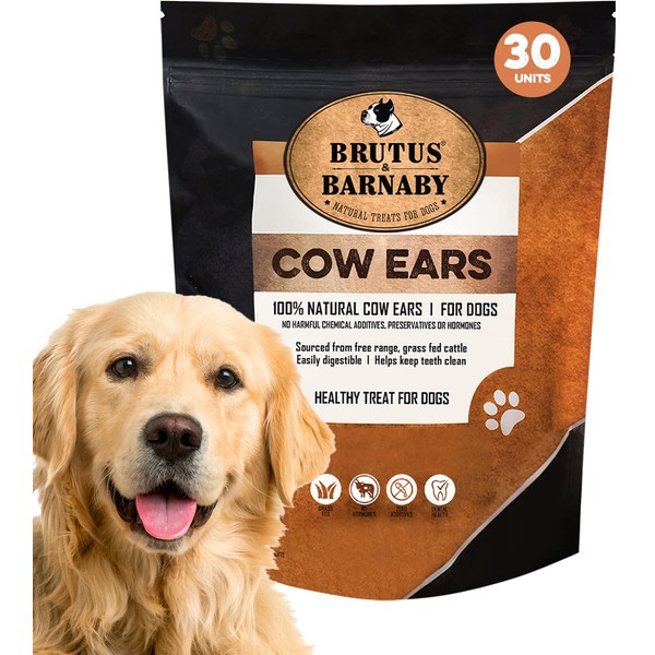 BRUTUS & BARNABY Premium Cow Ears For Dogs, Thick Cut