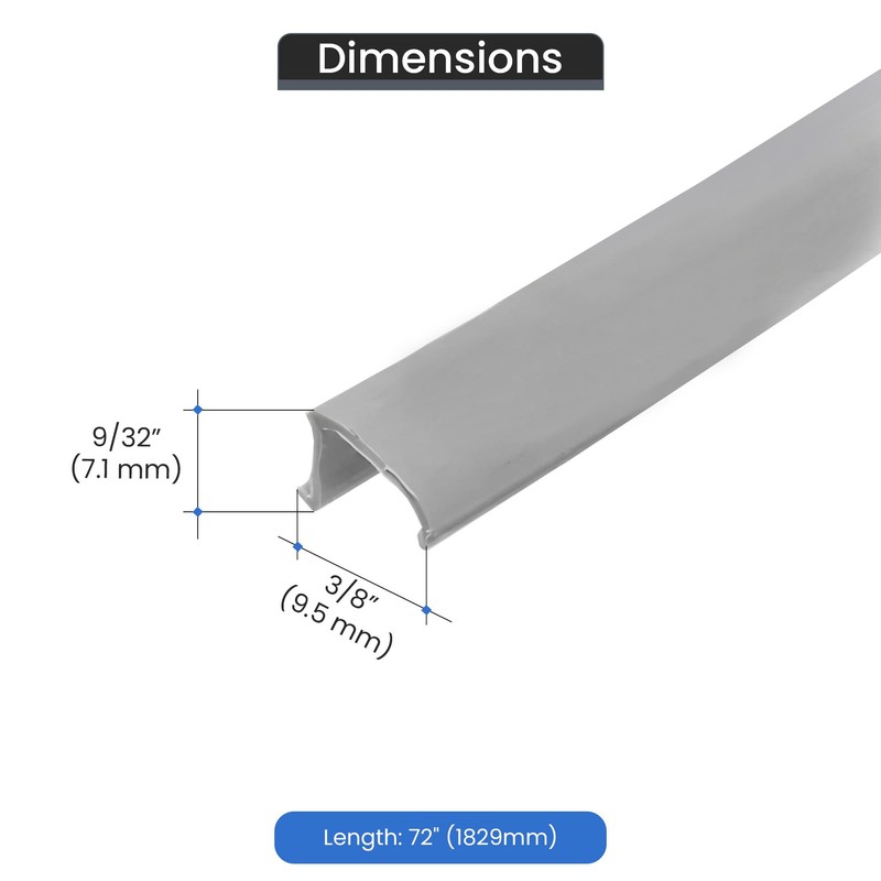 Gray Snap-In Vinyl Glazing Bead 72 in long - 20