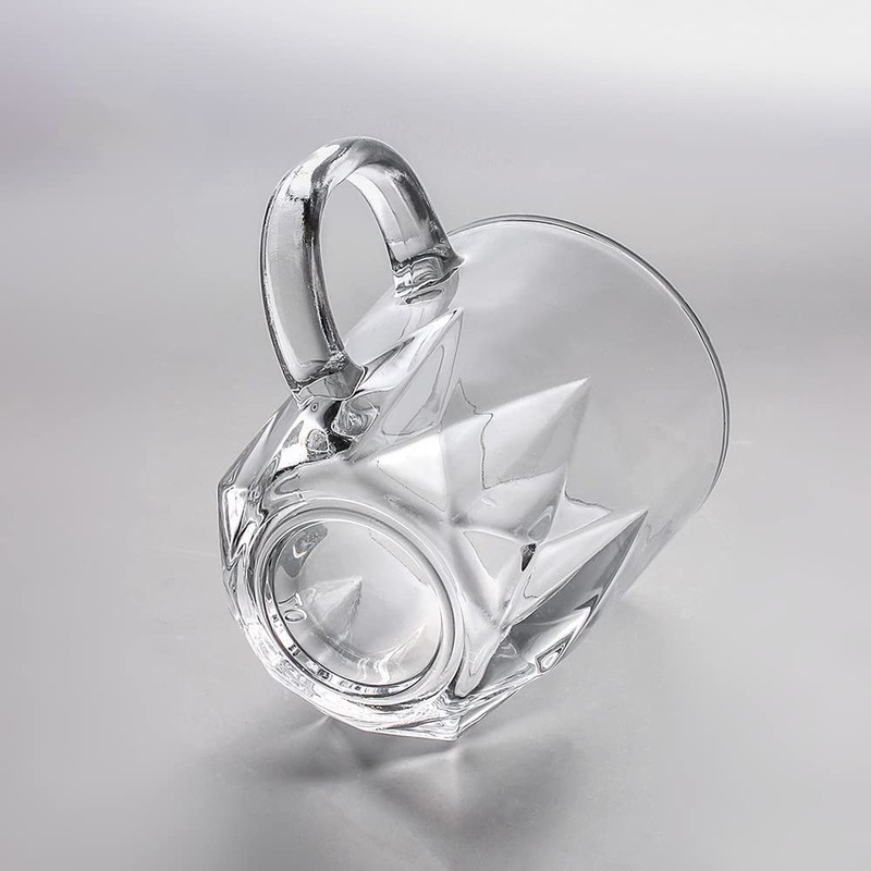 Sizikato 2pcs Clear Glass Drinking Cup with Handle, 8 Oz