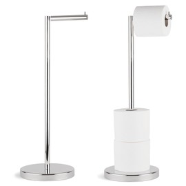 Marmolux Acc - Free Standing Toilet Paper Holder Stand with Storage for 4 Rolls of Toilet Tissue for Bathroom, Stainless Steel (Polished Chrome) 1pc - Bathroom Organizer - Toilet Paper Storage