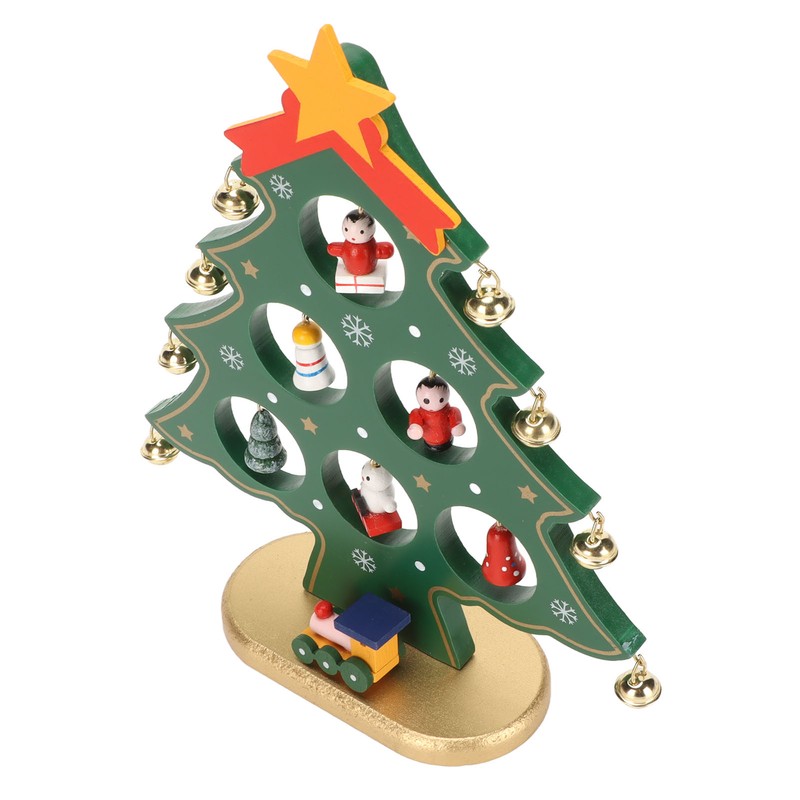 Wooden Christmas Tree Desktop Ornament Shatterproof Safe Eco Friendly Wooden