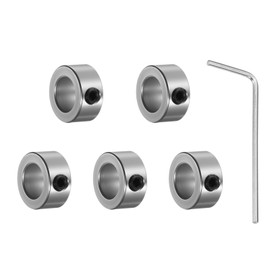 HiPicco Set Screw Collars, 5 Pack 10mm Bore Shaft Lock Collars, 17mm OD, 8mm Width, 304 Stainless Steel Landing Gear Stopper Wheel Collar, Includes Wrench