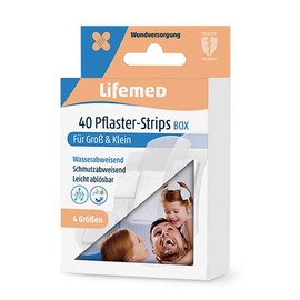 Lifemed - 40 Plaster Strips Box Semi-Transparent - in a Reusable and Stylish Zinc Box, Pack of 2 (2 x 1 Item)