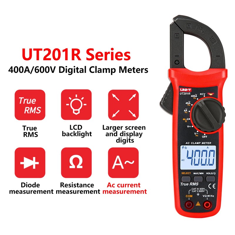 UNI-T UT201R Digital Clamp Meter 4000 Counts Multimeter Auto Range