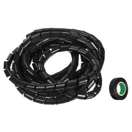MECCANIXITY Spiral Cable Wrap 14.8ft/4.5M 14mm Cable Management Sleeve Cord Organizer Flexible PE for Computer Wire, Charging Cable Black with Tape