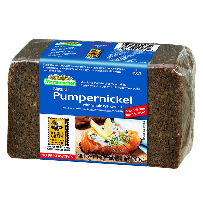 Mestemacher Whole Grain Bread (Pumpernickel, 17.6 oz, pack of 2)