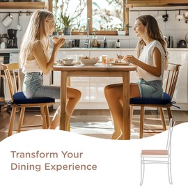 Codi Dining Chair Cushions Set of 4 - Foam Pads for Kitchen and Indoor Room Chairs 2'' Thick - 16x17 inch, Washable Seat Cushions with Ties - Navy, 4 Pack