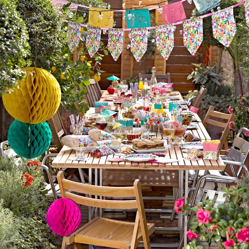 Talking Tables Tropical Fiesta Round Canape Plates for Birthday, BBQ