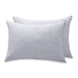 Fittia Cuddly Knitted Cushion Cover Children 40 x 60 cm Baby Pillowcase Toddler Cushion Cover Made of Organic Cotton for Prams, Pack of 2 with Hidden Zip, Grey, 40 x 60 cm