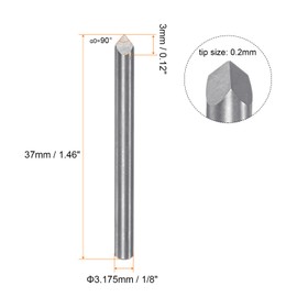 sourcing map Engraving CNC Cutter 1/8 Inch 3.175 mm Shank 0.2 mm Tip 90 Degree Solid Carbide 3 Flutes for Wood Acrylic PVC MDF Plastic
